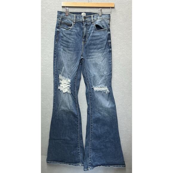 Sneak Peek Denim - Sneak Peak High Rise Flare Denim Blue Jeans Juniors Size 9/29 Distressed